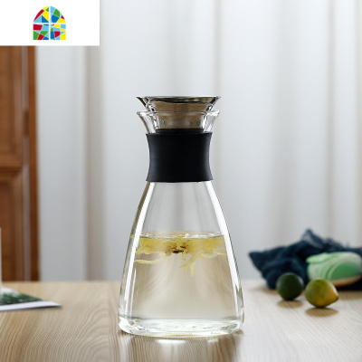 家用北欧风格丹麦solo耐热玻璃凉水壶大容量加厚凉白开水玻璃壶 FENGHOU 1000直壶+4彩把杯