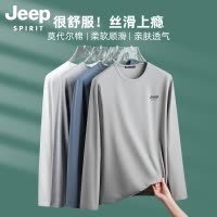 吉普莫代尔男士t恤长袖新款春季圆领卫衣上衣男装打底衫爸爸衣服