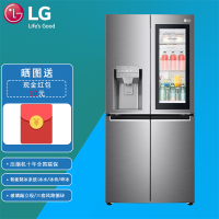 LG 508L十字四门透视窗敲一敲门中门制冰冰箱 F523MPZ88B 无货请定95D
