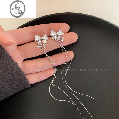 JiMi超仙精灵~长款流苏蝴蝶结耳夹女轻奢小众高级感耳环无耳洞耳骨夹