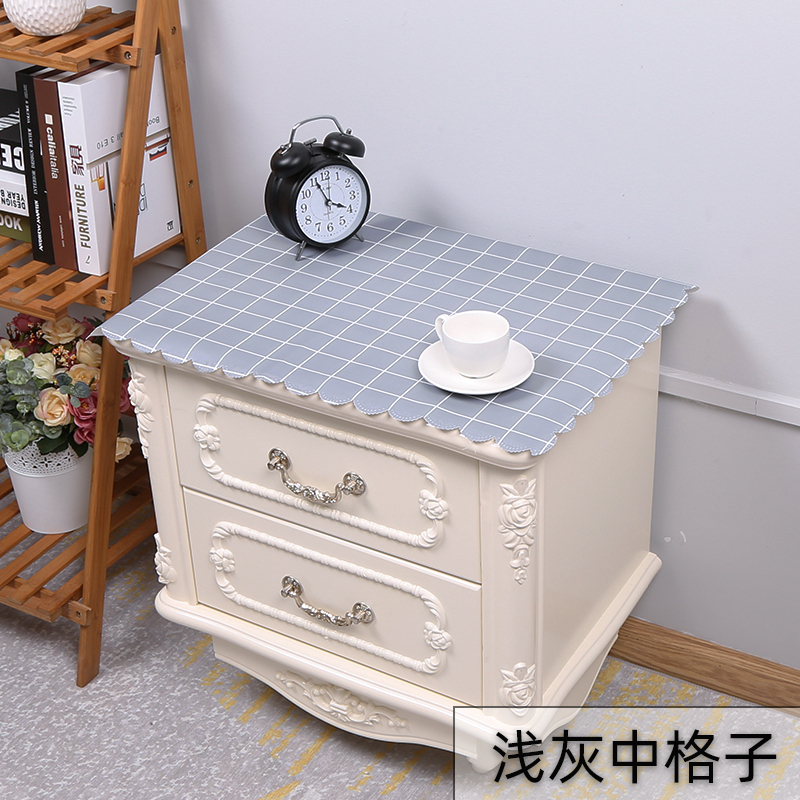 家柏饰(CORATED)床头柜盖布防水防油免洗北欧家用防尘罩套卧室床头盖巾冰箱防尘布 浅灰中格子 40*60cm