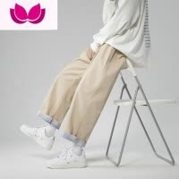 七斓工装裤子男士潮流宽松阔腿直筒男生日系潮牌休闲九分裤