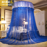 圆顶蚊帐公主风落地加密新款圆形2米1.5/1.8m床幔双人家用免安装 三维工匠