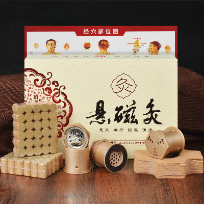 卜吻中医保健新品悬磁灸艾灸贴艾条艾柱罐家用悬灸贴温灸器艾灸罐随身灸装悬磁灸3支送54柱艾柱两盒-