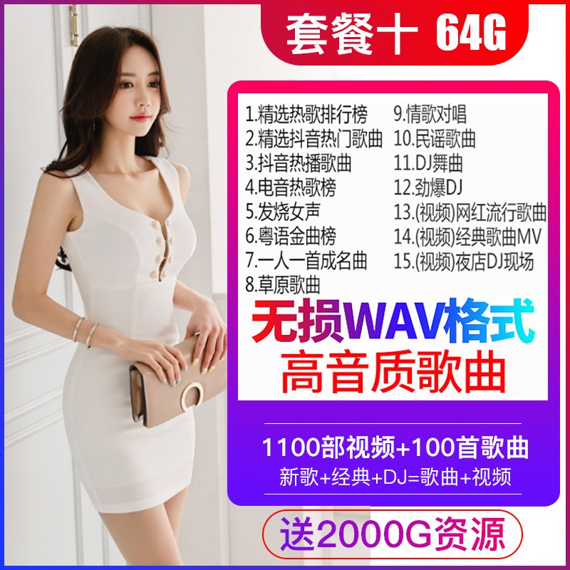 [补贴10%]车载u盘音乐高音质2020车用最新歌汽车优盘无损歌曲高品质网红热歌经典老歌M 官方标配 ⑩[64/G黑胶芯