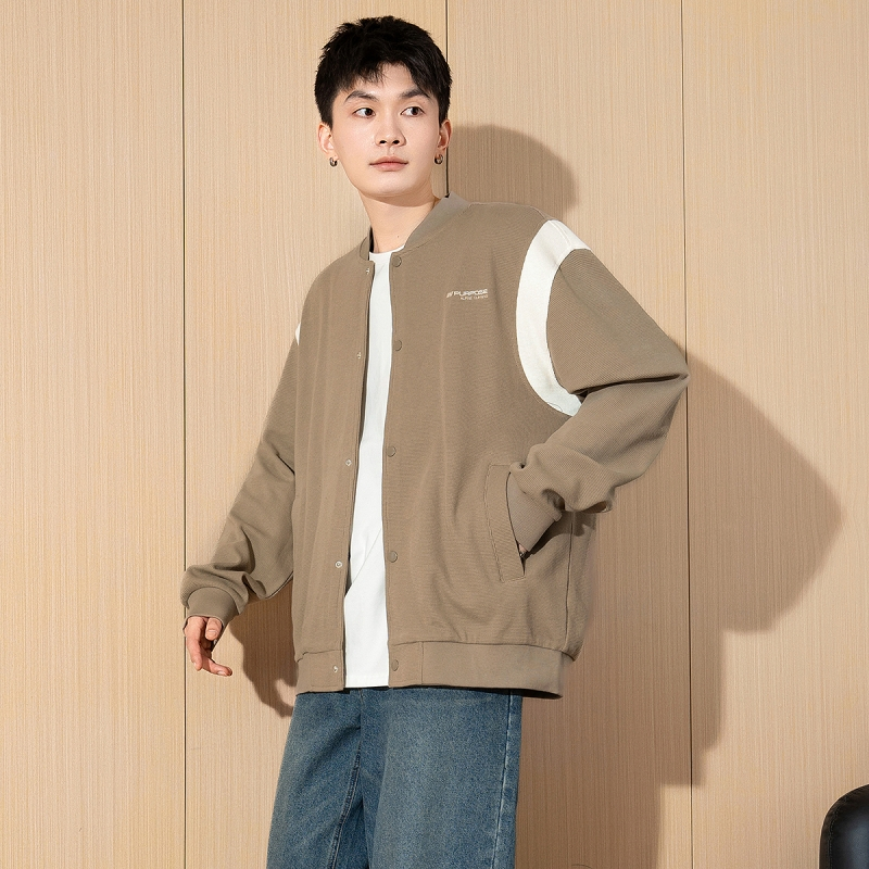 [2.5折价158元]唐狮春季新款棒球服男生外套撞色拼接短款夹克开衫青少潮流