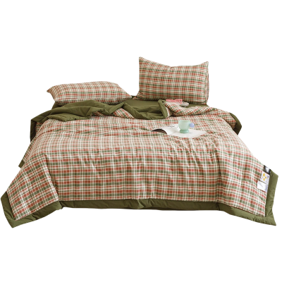 铭思沃夏被四件套1.5米床 格子绿 套