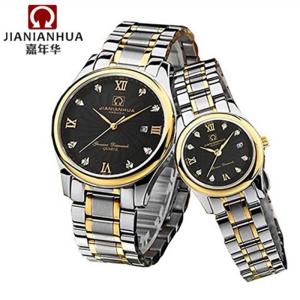 瑞士嘉年华情侣手表名匠商务系列精钢石英表 男日历防水大三针间金男士女士对表 腕表8828G、8830L情侣水钻石英款