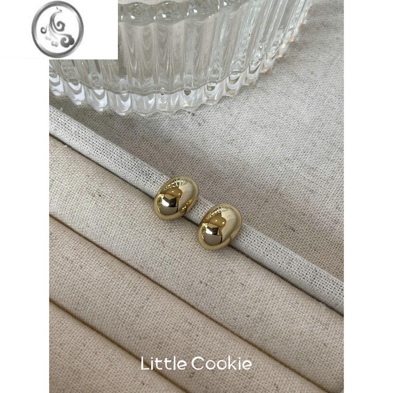 JiMi光面超亮 韩国金银豆豆耳钉耳环女耳夹高级感小众设计感简约金属