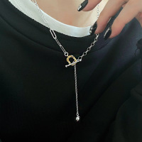 S925纯银项链女ins男友风2023年新潮款AB不对称链条简约时尚饰品送女朋友老婆情人节七夕生日礼物