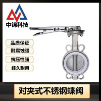 中锦科技 不锈钢手动对夹式蝶阀DN100(304材质)四氟 台