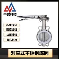 中锦科技 不锈钢手动对夹式蝶阀DN100(304材质)四氟 台