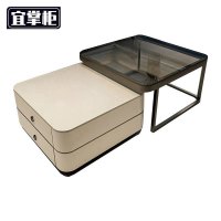 宜掌柜茶几黑架双抽