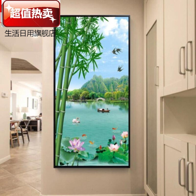 。挂墙中式玄关装饰画进新中式艺术竖版卧室创意背景墙欧式第九款60*1209mm薄板