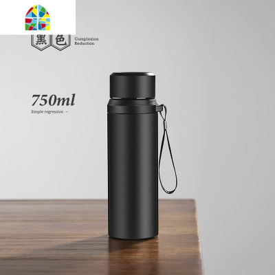 大容量1000ml不锈钢保温杯男士办公水杯壶家用户外便携泡茶杯子女 FENGHOU 黑色1100ML+杯刷