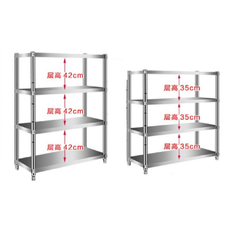 4层置物架落地多层不锈钢货架厨房用品家用大全3收纳微波炉锅架子