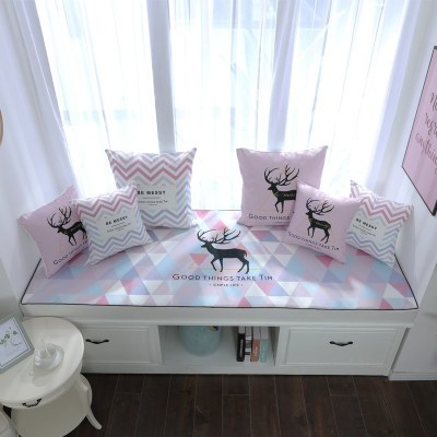 家柏饰(CORATED)北欧高密度乳胶飘窗垫窗台垫定做榻榻米阳台海绵垫沙发毯坐垫鹿粉8cm飘窗垫