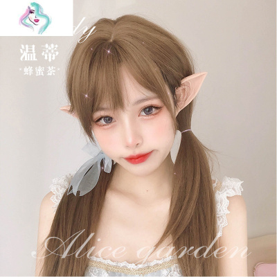 假发女长直发网红日常圆脸lolita洛丽塔jk假发日系显白自然全头套你那么美冷棕色