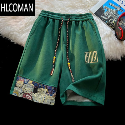 HLCOMAN直筒透气薄款短裤男夏季小熊设计感潮牌运动休闲宽松五分裤子
