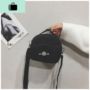 包包女2019新款斜跨帆布包小包包斜挎包honey蹦迪包迷你小挎包NEW LAKE 黑色女斜挎包 黑色