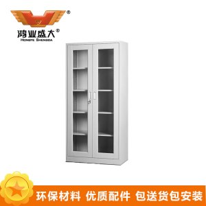 鸿业盛大现代简约通玻文件柜850L*390W*1800H环保喷塑储物柜带锁办公柜可调节层板大容量