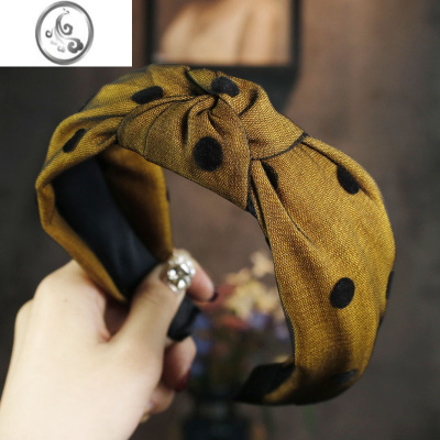 JiMi韩版发饰ins网红宽边中间打结发箍韩国网纱布艺发卡头饰打结头箍