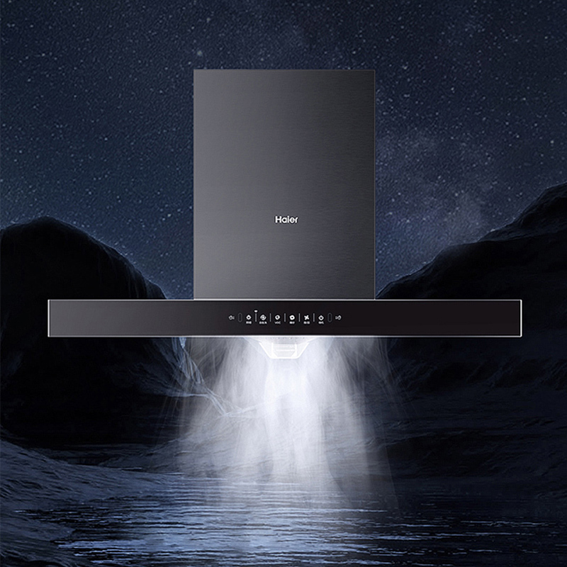海尔(haier)顶吸欧式油烟机21m³大吸力自清洗烟灶热套装天然气et90
