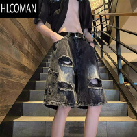 HLCOMAN牛仔五分裤男款夏季直筒短裤宽松百搭休闲美式中裤子男生