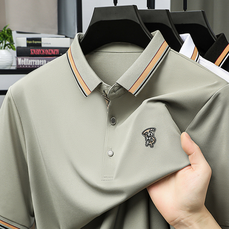 夏季POLO衫男士短袖新款纯色休闲中年百搭宽松T恤T恤有领上衣