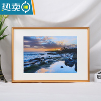 敬平简约窄边铝合金相框挂墙a3画框装裱8k4开A2海报外框定制拼图框架 006圆面金色 8K[内框26.5*38]厘米挂