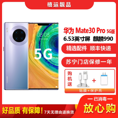 [二手95新]华为Mate30 Pro 5G 冰河银 8G+512G 全网通安卓手机曲面屏麒麟990双卡商务娱乐5G手机