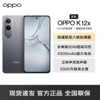 OPPO K12x 12GB+256GB 钛空灰 80W超级闪充 5500mAh超大电池 四年久用流畅 5G直屏智能手机