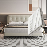 喜临门 暖暖+净眠M60 真皮双人床 主卧大床现代简约风卧室婚床家具 暖暖[床架] +净眠M60床垫