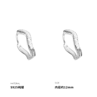 925纯银波浪磨砂耳扣女耳环耳饰时尚个性小众设计2025新款送女朋友老婆情人节七夕生日礼物