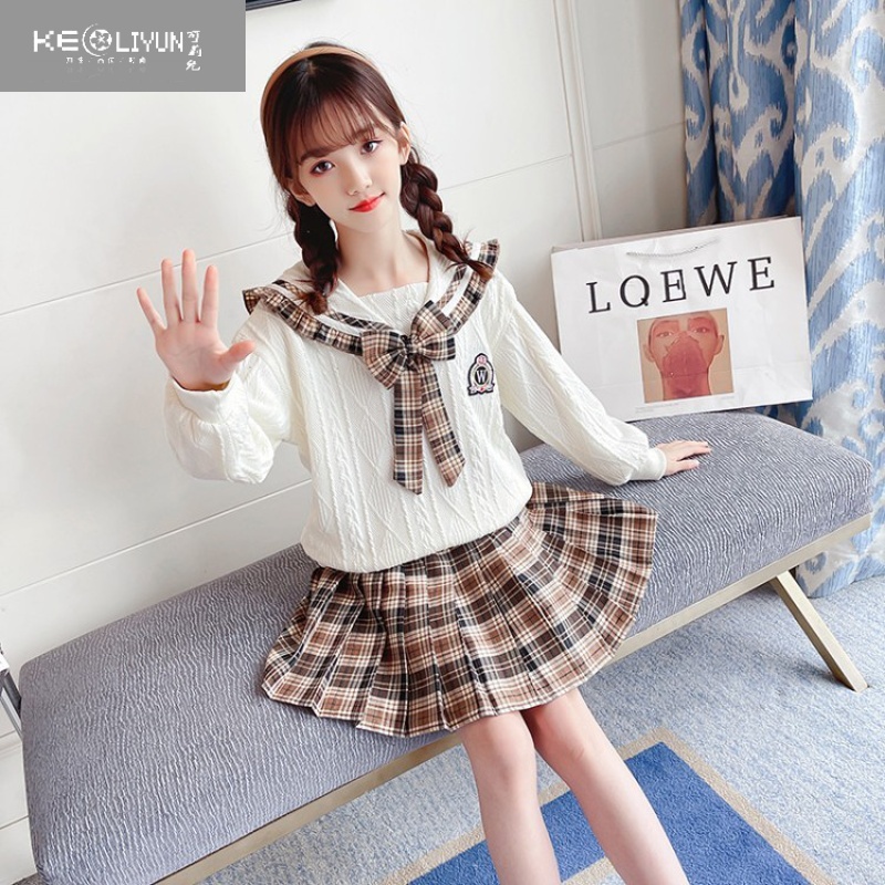可莉允女童套装学院风12岁儿童jk制服秋季连衣裙小学生百褶裙水手服