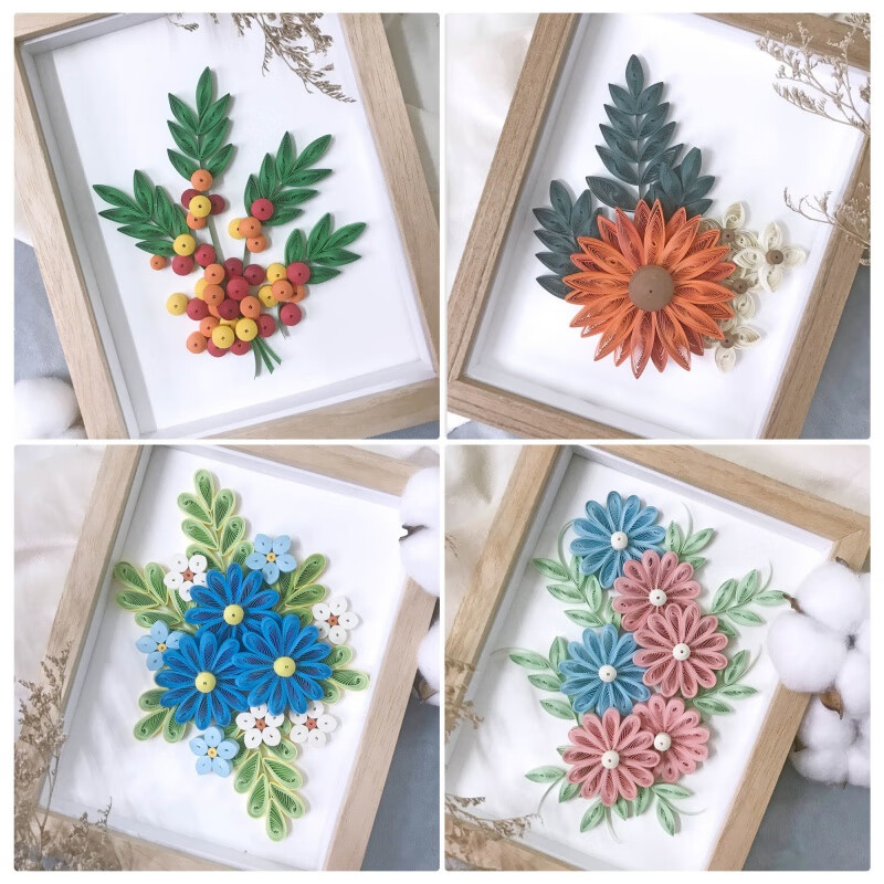 维诺亚8寸衍纸画手工作品成品幼儿园小学学生手工课材料包新手工具套装