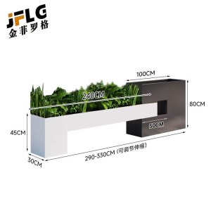 苏宁 金菲罗格 办公家具 户外镀锌板花箱防腐木坐凳座椅组合 花箱花槽290-330CM组合