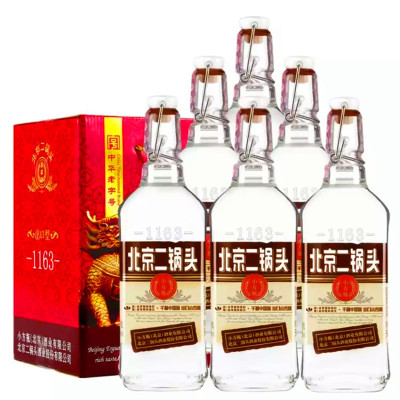 永丰牌北京二锅头清香型（出口型小方瓶）永丰二锅头棕标50度500ml*6瓶整箱装
