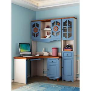 书桌书柜一体女孩卧室写字台小房间多功能家用组合柜转角桌子