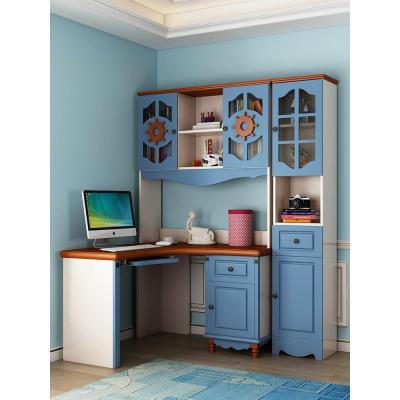 书桌书柜一体女孩卧室写字台小房间多功能家用组合柜转角桌子