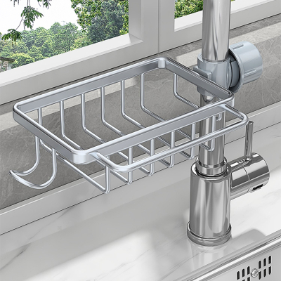  花知晓厨房水龙头置物架洗碗洗菜池水槽架沥水篮海绵刷百洁布抹布收纳架