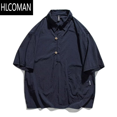 HLCOMAN日系复古工装短袖衬衫男女cityboy夏季中性宽松休闲半袖衬衣