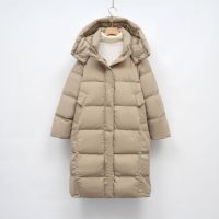 冬季中长款韩宽松面包服休闲外套白鸭绒保暖连帽羽绒服女