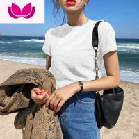 七斓正肩白色t恤女短袖欧货2023新款内搭打底衫叠穿修身显瘦上衣