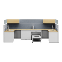 臻远ZYGW-126屏风工作卡位职员桌办公桌含折叠午休床 U型两人位