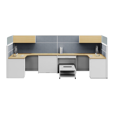 臻远ZYGW-126屏风工作卡位职员桌办公桌含折叠午休床 U型两人位