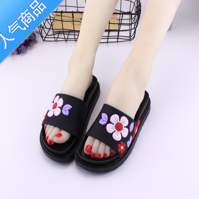 SUNTEK夏季厚底外穿拖鞋韩版室内防滑一字拖女时尚松糕底中跟沙滩凉拖鞋