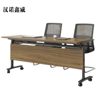 汉诺鑫威折叠培训桌简约双人桌子带轮双层会议桌长1600mm宽500mm高750mm[不含椅]
