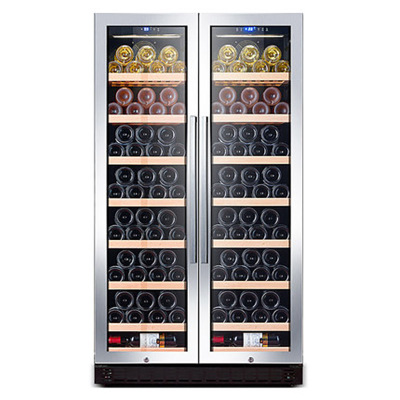 尊堡BJ-635 红酒柜恒温酒柜家用商用冷藏冰吧茶叶冰箱双门大容量 不锈钢满配酒柜款