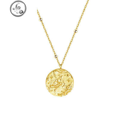 项链女纯银潮网红小众设计感银简约新款气质百搭韩版硬金币锁骨链 JiMi